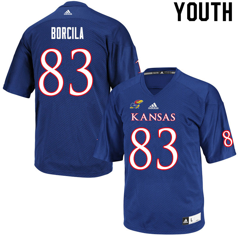 Youth #83 Jacob Borcila Kansas Jayhawks College Football Jerseys Sale-Royal - Click Image to Close